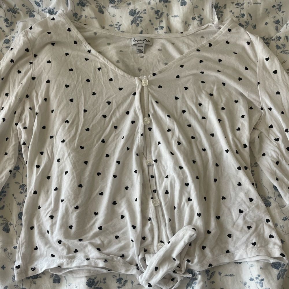 Lovefire bell bottom long sleeve with heart detail